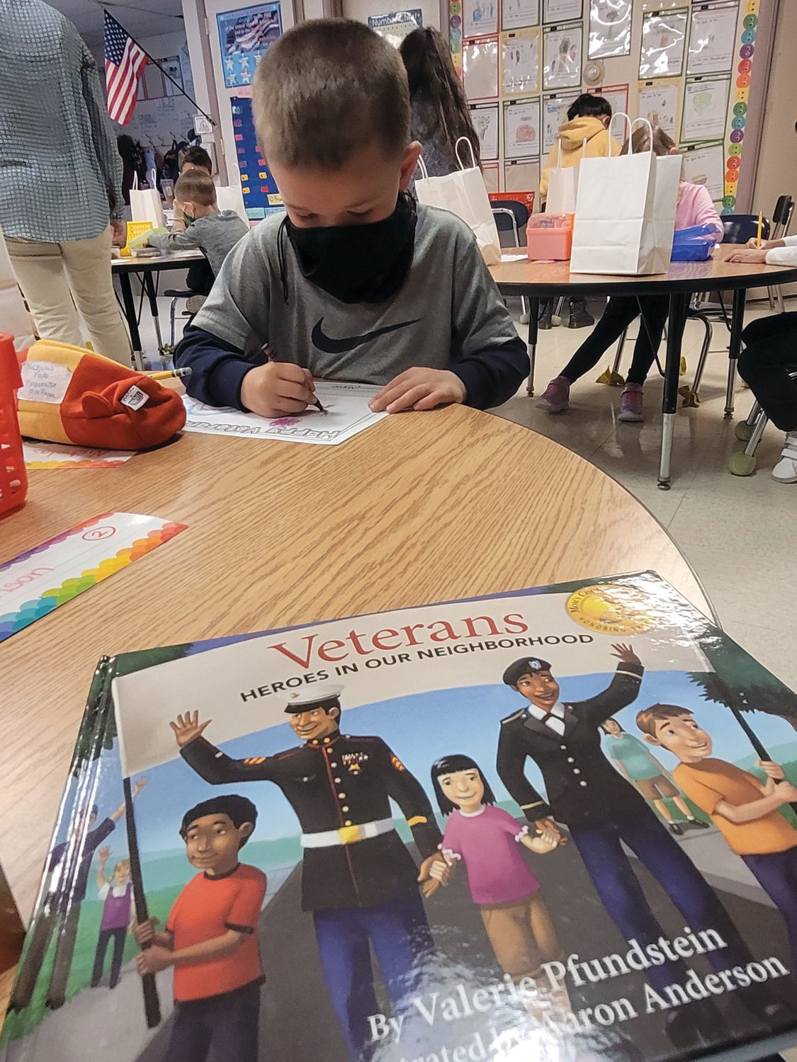 Barnes School kindergarten students read books like “Hero Dad” and “Veterans: Heroes in our Neighborhood” leading up to Veterans Day.